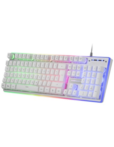 Mars Gaming MCPXWPT, Combo Teclado H-Mech+Ratón Ultraligero+Alfombrilla XXL, Blanco, PT