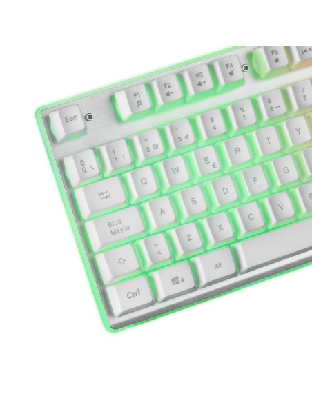 Mars Gaming MCPXWPT, Combo Teclado H-Mech+Ratón Ultraligero+Alfombrilla XXL, Blanco, PT