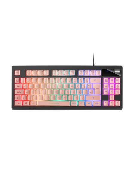 Mars Gaming MKAXPES Teclado Compacto TKL H-Mech, Iluminación RGB 9 Efectos, Reposamuñecas Gel, Rosa, Idioma Español