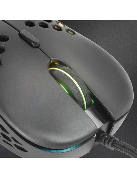 Mars Gaming MM55 Negro, Ratón Gaming RGB Chroma, Ultra-ligero 55g, 12800 DPI, Switches Mecánicos Programables HUANO