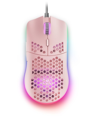 Mars Gaming MMAX, Ratón Ultraligero 69g, Óptico 12400DPI, Chroma RGB, Soft, Rosa