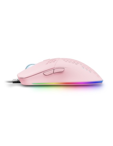 Mars Gaming MMAX, Ratón Ultraligero 69g, Óptico 12400DPI, Chroma RGB, Soft, Rosa