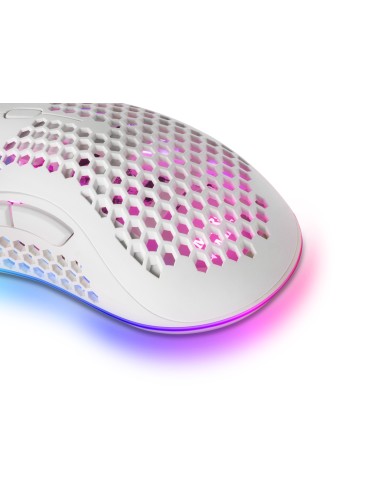 Mars Gaming MMEX, Ratón Gaming RGB, 32K DPI, Cable Feather, Switches Ópticos, Blanco, One Size