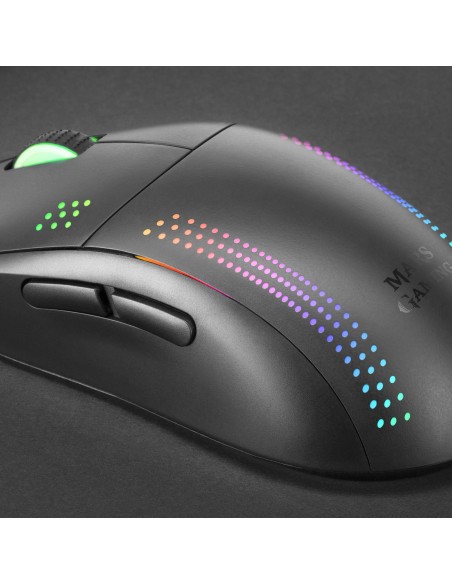 Mars Gaming MMPRO, Ratón Ambidiestro Ultra-Ligero, RGB Chroma, Óptico 32000 DPI, Negro