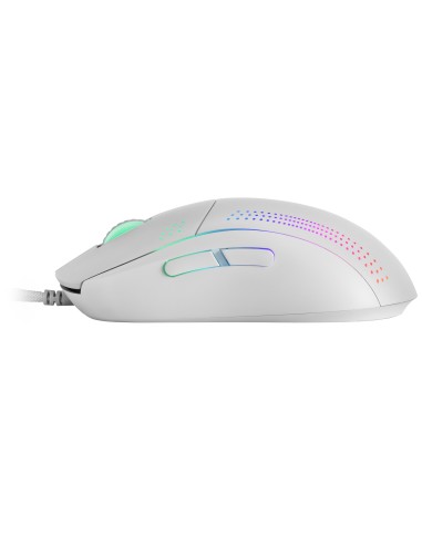 Mars Gaming MMPROW, Ratón Ambidiestro Ultra-Ligero, RGB Chroma, Óptico 32000 DPI, Blanco