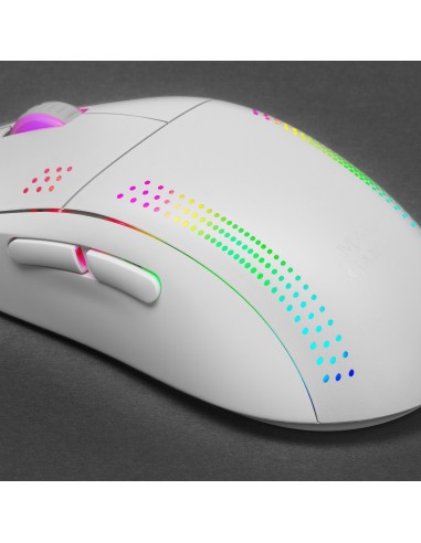 Mars Gaming MMPROW, Ratón Ambidiestro Ultra-Ligero, RGB Chroma, Óptico 32000 DPI, Blanco