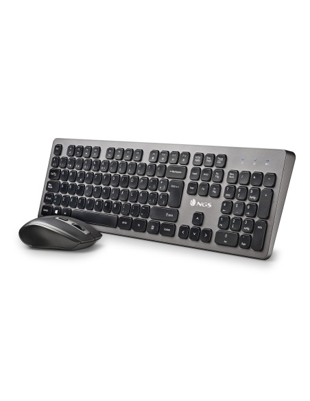 NGS IDOL KIT teclado Ratón incluido Oficina RF inalámbrico QWERTY Negro, Plata