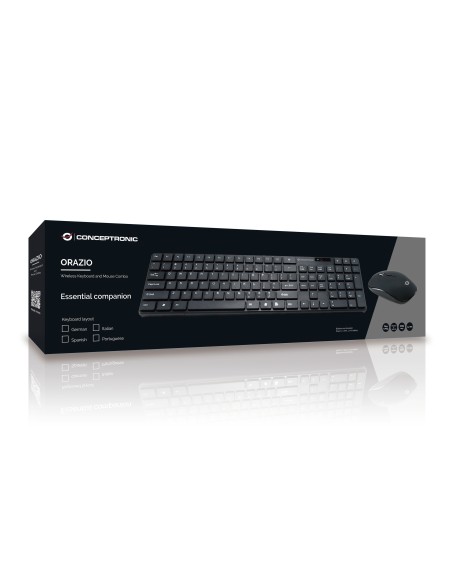 Conceptronic ORAZIO01DE teclado Ratón incluido Hogar RF inalámbrico QWERTZ Alemán Negro