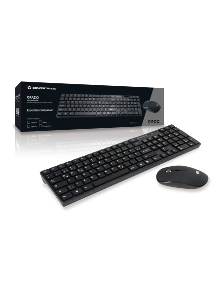 Conceptronic ORAZIO01DE teclado Ratón incluido Hogar RF inalámbrico QWERTZ Alemán Negro