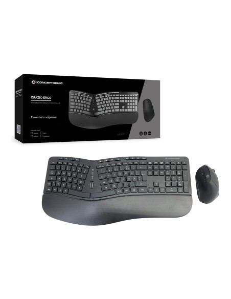 Conceptronic ORAZIO02DE teclado Ratón incluido Oficina RF inalámbrico QWERTZ Alemán Negro