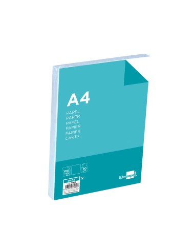 Liderpapel PA04 papel para impresora de inyección de tinta A4 (210x297 mm) Alise 100 hojas Blanco