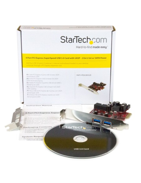 StarTech.com Adaptador tarjeta PCI Express de 2 puertos externos 2 internos USB 3.0 con alimentación SATA