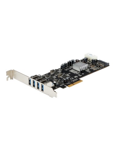 StarTech.com Adaptador Tarjeta PCI Express PCI-E 4 Puertos USB 3.0 UASP 2 Canales de 5Gbps con Alimentación Molex SATA