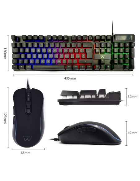 Ewent PL3201 teclado Ratón incluido Juego USB QWERTY Español Negro