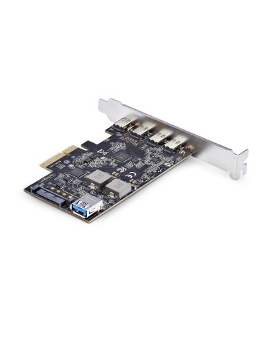 StarTech.com Tarjeta PCIe de 5 Puertos USB de 10Gbps 4x USB-C   1x USB-A - Hub Concentrador Interno USB 3.2 de 10Gbps - Tarjeta
