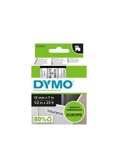 DYMO D1 - Etiquetas estándar - Negro sobre blanco - 12mm x 7m