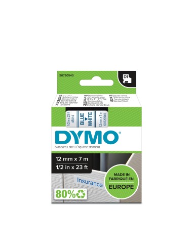 DYMO D1 - Etiquetas estándar - Azul sobre blanco - 12mm x 7m