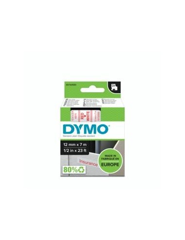 DYMO D1 - Etiquetas estándar - Rojo sobre blanco - 12mm x 7m