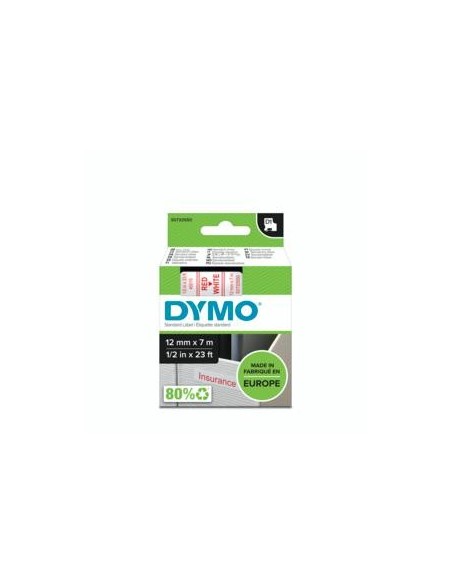 DYMO D1 - Etiquetas estándar - Rojo sobre blanco - 12mm x 7m