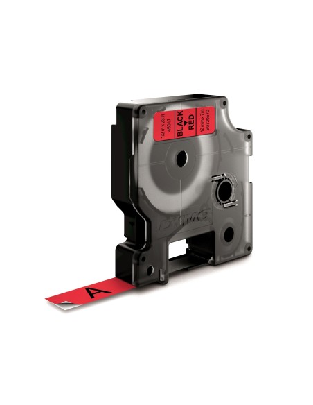 DYMO D1 - Etiquetas estándar - Negro sobre rojo - 12mm x 7m