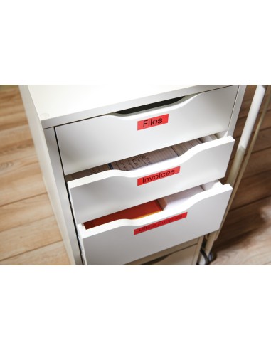 DYMO D1 - Etiquetas estándar - Negro sobre rojo - 12mm x 7m