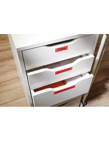 DYMO D1 - Etiquetas estándar - Negro sobre rojo - 12mm x 7m