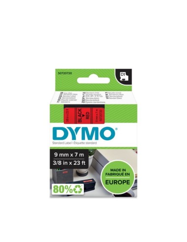 DYMO D1 - Etiquetas estándar - Negro sobre rojo - 9mm x 7m