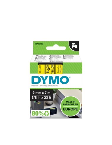 DYMO D1 - Etiquetas estándar - Negro sobre amarillo - 9mm x 7m