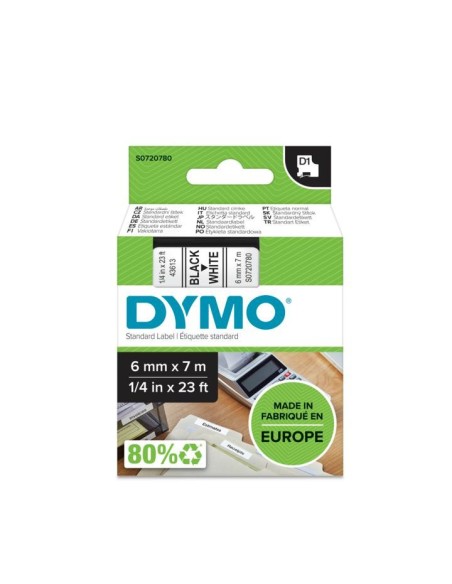 DYMO D1 - Etiquetas estándar - Negro sobre blanco - 6mm x 7m