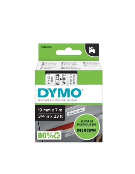 DYMO D1 - Etiquetas estándar - Negro sobre blanco - 19mm x 7m