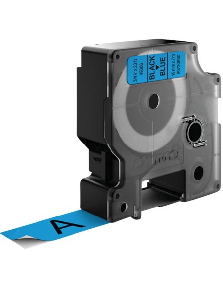 DYMO D1 - Etiquetas estándar - Negro sobre azul - 19mm x 7m