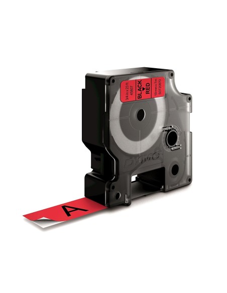 DYMO D1 - Etiquetas estándar - Negro sobre rojo - 19mm x 7m