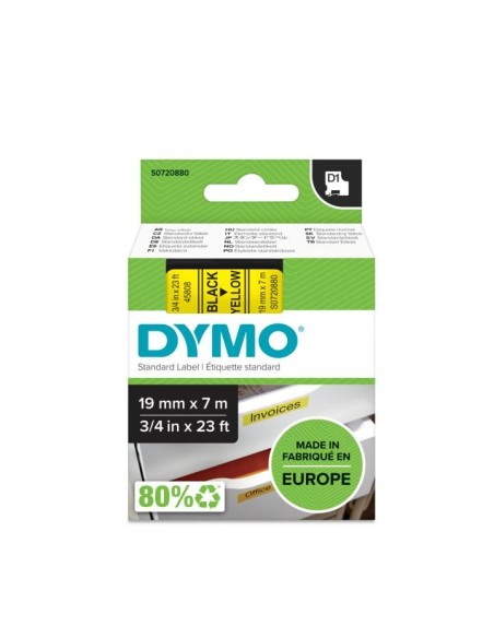 DYMO D1 - Etiquetas estándar - Negro sobre amarillo - 19mm x 7m
