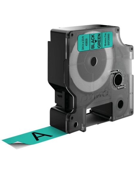 DYMO D1 - Etiquetas estándar - Negro sobre verde - 19mm x 7m