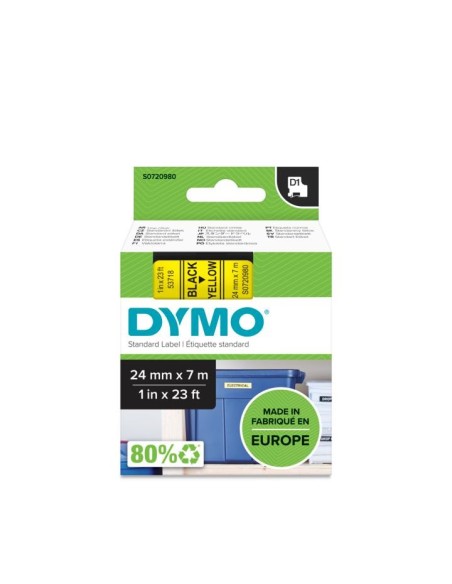 DYMO D1 - Etiquetas estándar - Negro sobre amarillo - 24mm x 7m
