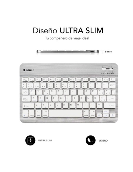 SUBBLIM Teclado Bluetooth Smart BT Keyboard Silver