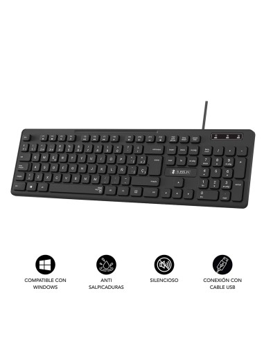 SUBBLIM Teclado Ergonómico Business Slim Silencioso con cable USB