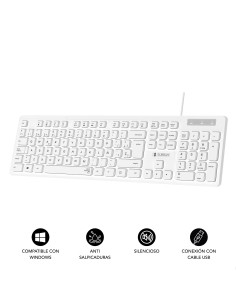 SUBBLIM Teclado Ergonómico Business Slim Silencioso con cable USB Blanco 2