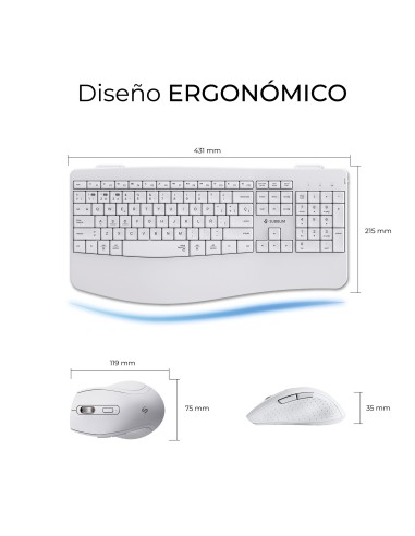 SUBBLIM Teclado con ratón COMBO DUAL OFFICE PROWAVE WHITE