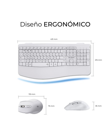SUBBLIM Teclado con ratón COMBO DUAL OFFICE PROWAVE WHITE