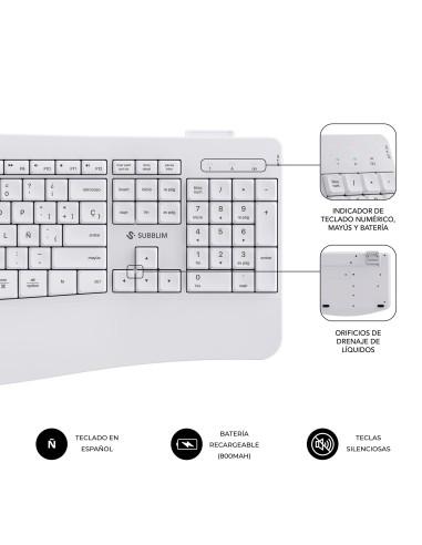 SUBBLIM Teclado con ratón COMBO DUAL OFFICE PROWAVE WHITE