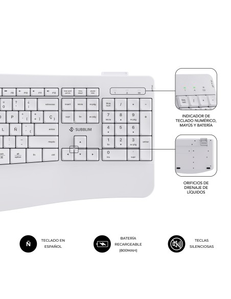 SUBBLIM Teclado con ratón COMBO DUAL OFFICE PROWAVE WHITE