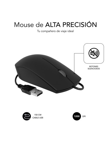 SUBBLIM Ratón Business Silencioso con cable USB 1200 DPI