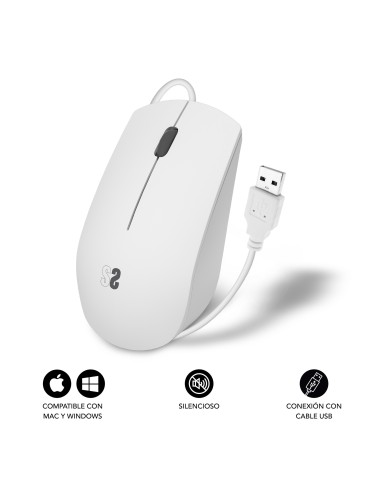 SUBBLIM Ratón Business Silencioso con cable USB 1200 DPI Blanco