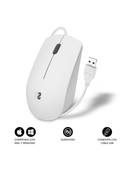 SUBBLIM Ratón Business Silencioso con cable USB 1200 DPI Blanco