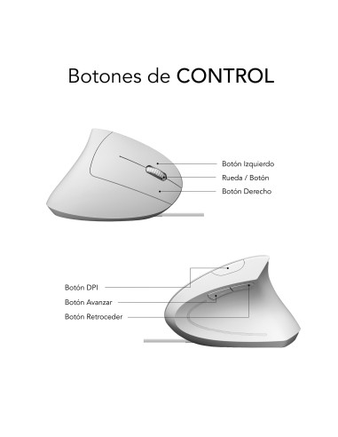 SUBBLIM Ratón GLIDE VERTICAL ERGO WIRED MOUSE WHITE