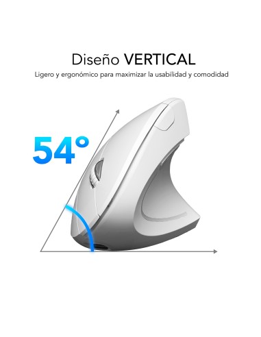 SUBBLIM Ratón GLIDE VERTICAL ERGO DUAL MOUSE BATTERY WHITE