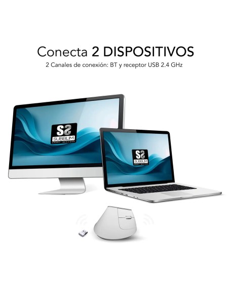 SUBBLIM SUBMO-EDNVW02 ratón Universal mano derecha Bluetooth + USB Type-C Óptico 4000 DPI