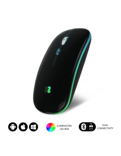 SUBBLIM Ratón Inalámbrico Bluetooth + RF RGB LED Dual Flat Mouse Black