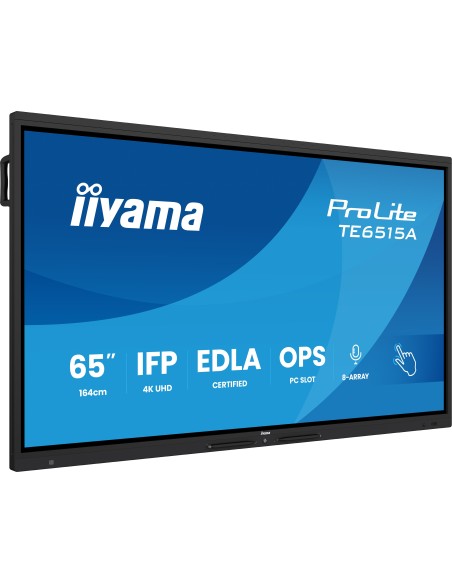 iiyama TE6515A-B1AG pantalla de señalización Panel plano interactivo 163,8 cm (64.5") Wifi 550 cd   m² 4K Ultra HD Negro